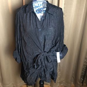 Zac & Rachel Button Up Tie Front Roll Sleeve Shirt